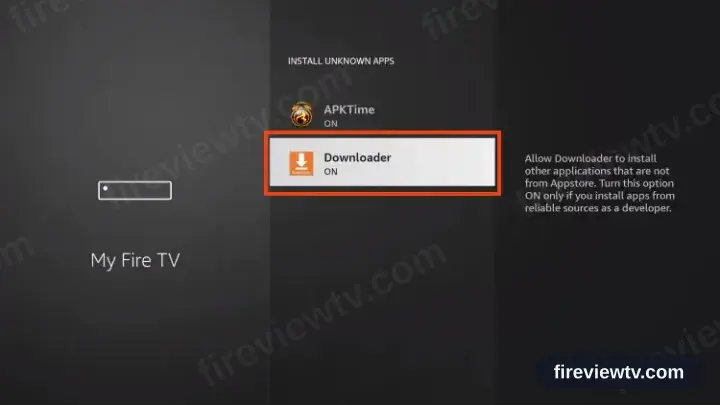 Downloader confirmed as enabled for installing unknown apps